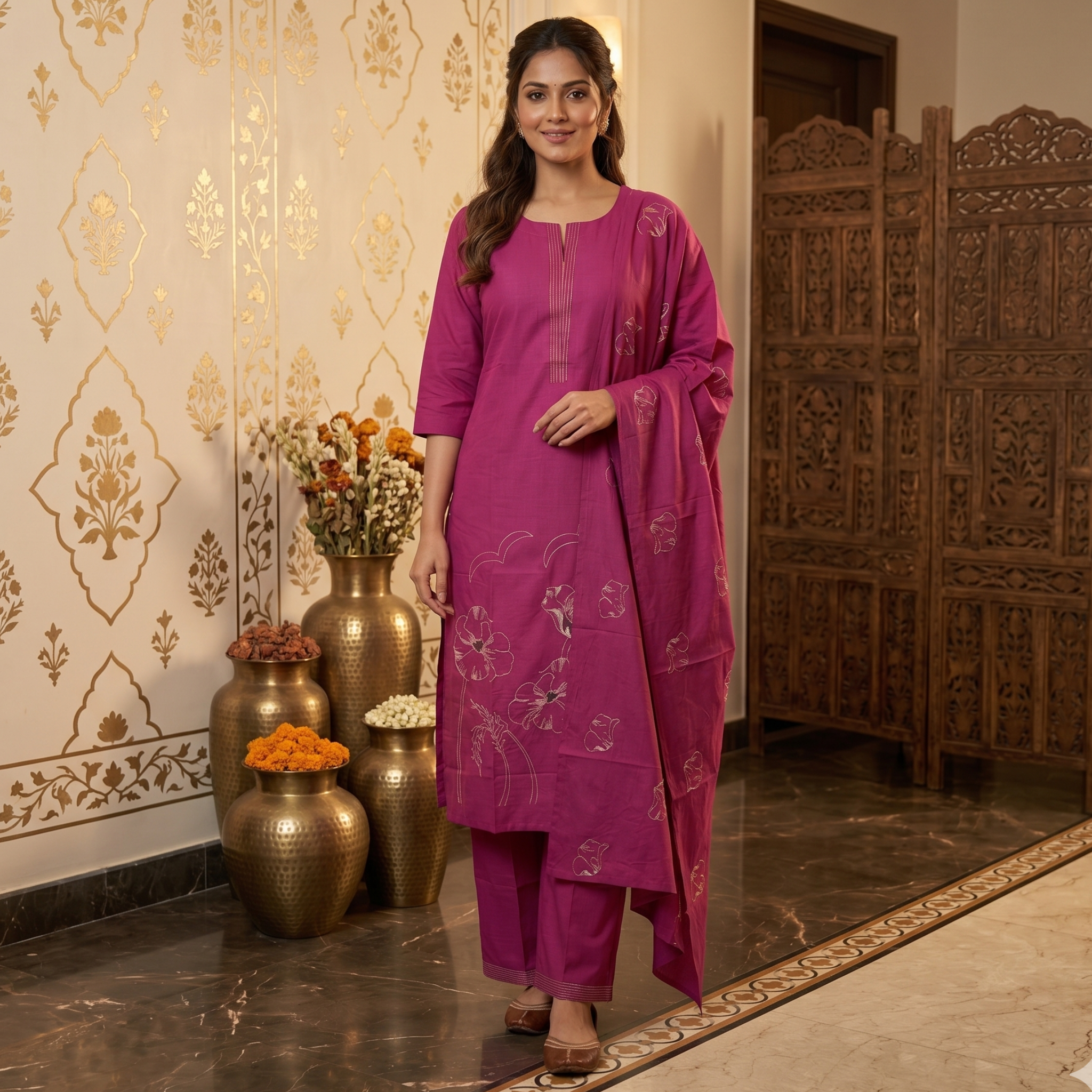 Rangrez Magenta Kurti Set