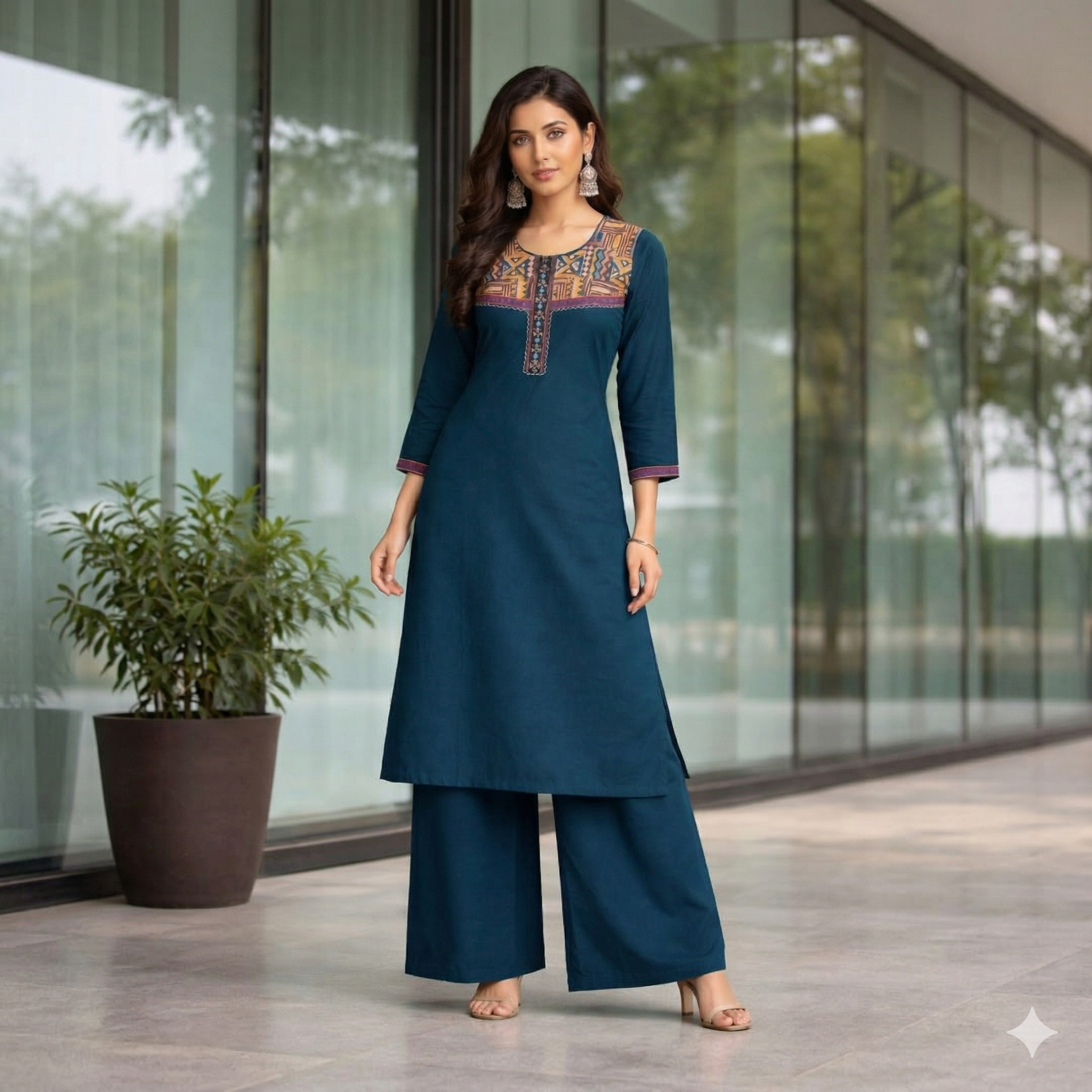 Teal Elegance Kurti Set